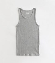 New Look Grey Marl Ribbed Jersey Muscle Fit Vest